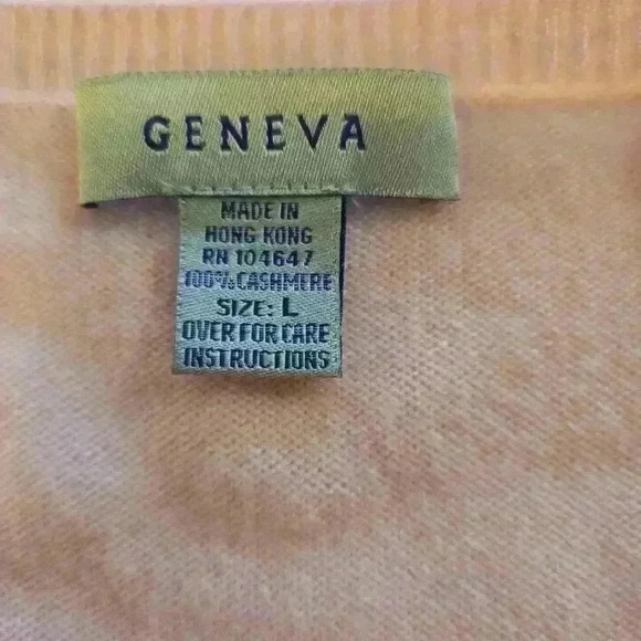 Geneva Womens 100% Cashmere V Neck Long Sleeve Knit Sweater Baby Pink Size Large - Picture 5 of 9